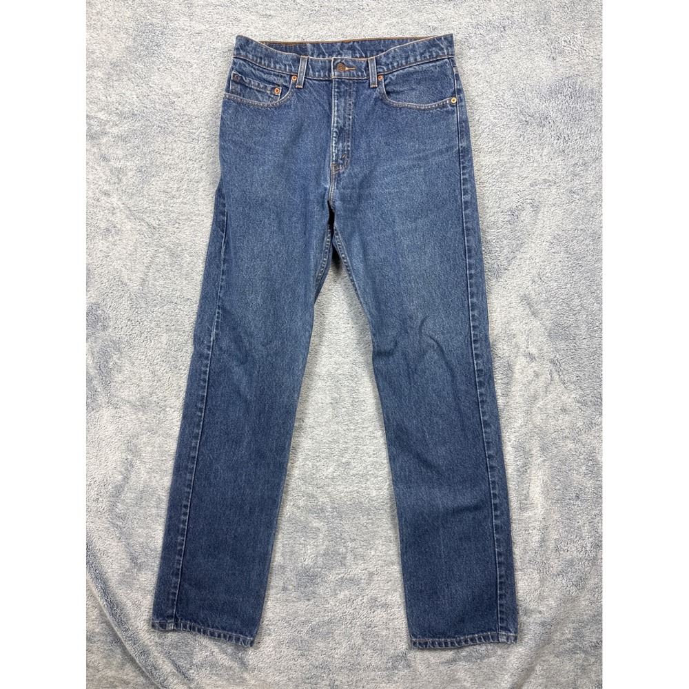 Levi's Mens 33x34 Blue 505 Regular Fit Straight Leg Jeans Vintage 0398 Denim